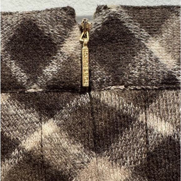 Tory Burch Size Medium 100% Brown Wool Blend Pencil Skirt Plaid Print Lined READ - Picture 5 of 13